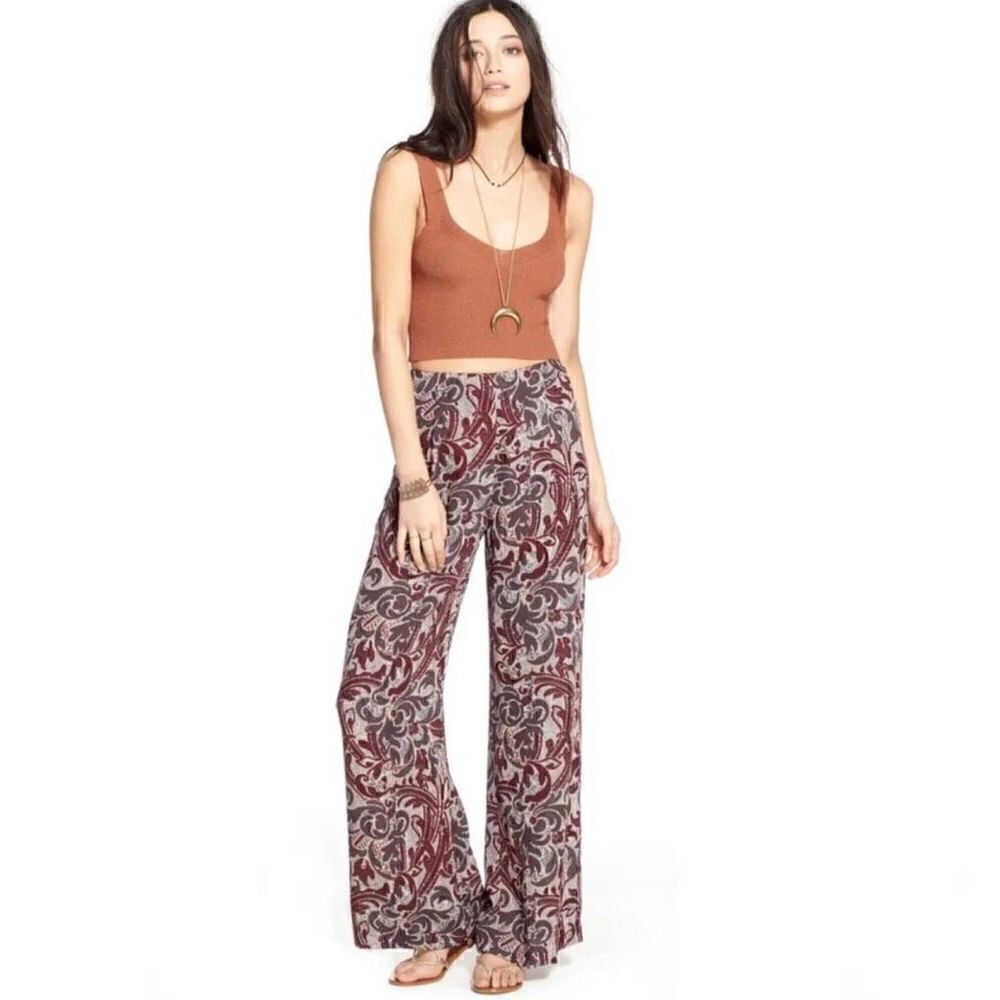 ASTR The Label Mosaic High Waist Wide Leg Pants - XS